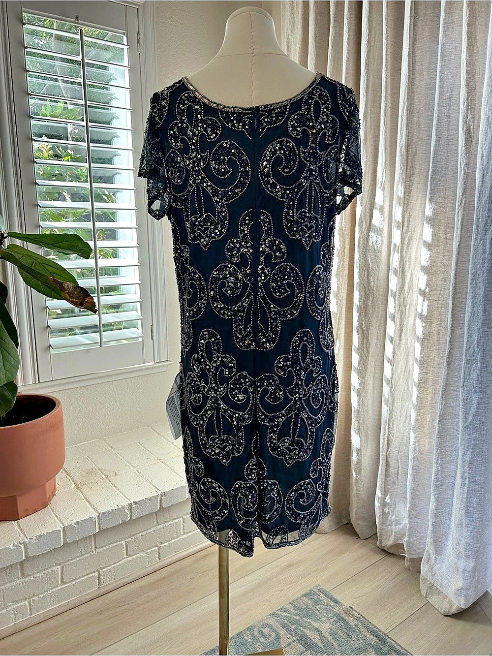 J Kara Embellished Paisley Mini Cocktail Dress in Black NWT - Picture 4 of 7